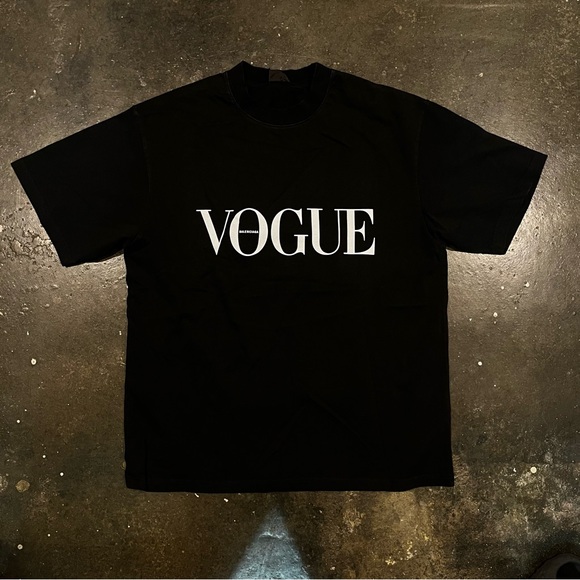 Balenciaga Vogue Black Tee with White Print - Picture 1 of 7